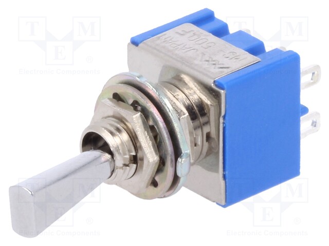 Switch: toggle; Pos: 2; DPDT; ON-ON; 6A/125VAC; Leads: for soldering