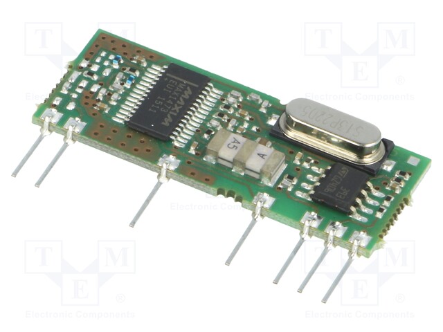 Module: RF; AM receiver; AM,ASK; 433.92MHz; -114dBm; 5VDC; 7.5mA