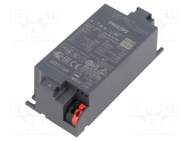 Power supply: switched-mode; LED; 48W; 31÷46VDC; 1050mA; IP20; 105g
