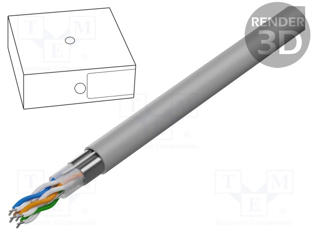 Wire; F/UTP; 5e; solid; CCA; 4x2x24AWG; PVC; grey; 100m; Øcable: 5.7mm