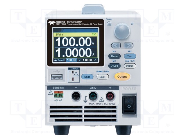 Power supply: programmable laboratory; 0÷100VDC; 0÷1A; 100W