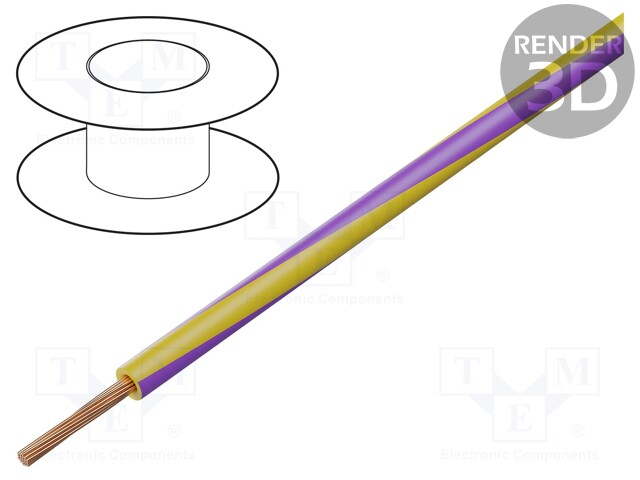 Wire; LgY; stranded; Cu; 1.5mm2; yellow-violet; PVC; 300/500V; 100m