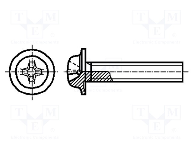 Screw; with flange; M5x25; Head: button; Phillips; PH2