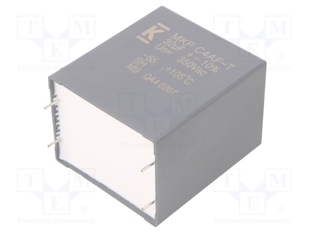 AC Film Capacitor, 32 µF, 350 VAC, Metallized PP, ± 10%, C4AF Series, Radial Box