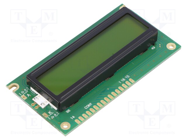 Display: LCD; alphanumeric; STN Positive; 16x2; 84x44x13.2mm; LED