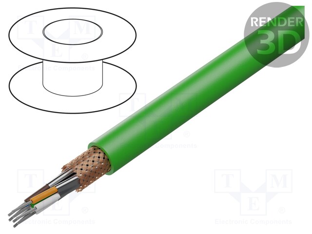 Wire; S/FTP,ETHERLINE® Cat.7; 7; solid; Cu; 4x2x23AWG; FRNC; green
