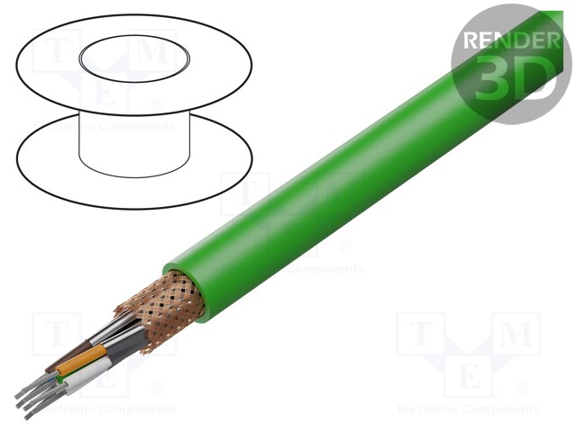 Wire; S/FTP,ETHERLINE® Cat.7; 7; solid; Cu; 4x2x23AWG; FRNC; green