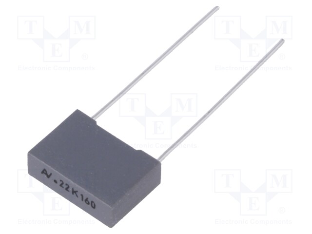 Capacitor: polyester; 220nF; 90VAC; 160VDC; Pitch: 10mm; ±10%