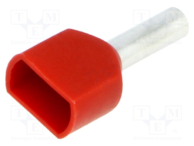 Bootlace ferrule; insulated,double; copper; 1.5mm2; 8mm; tinned