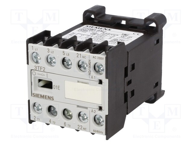 Contactor: 3-pole; NO x3; Auxiliary contacts: NC; 230VAC; 9A