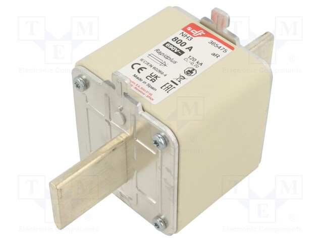 Fuse: fuse; aR; 800A; 690VAC; 550VDC; silver; NH3