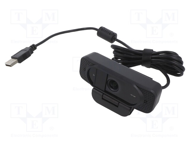 Webcam; black; USB; Features: Full HD 1080p,PnP; 1.6m; 96°