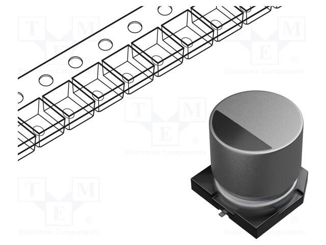 SMD Aluminium Electrolytic Capacitor, Radial Can - SMD, 150 µF, 63 V, FK Series, 5000 hours @ 105°C