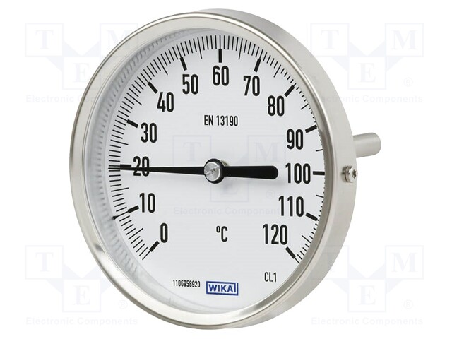 Meter: bimetal thermometer; -30÷50°C; Probe l: 100mm; Ø: 63mm