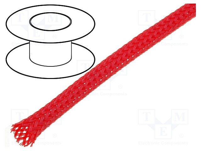 Braid; polyester; 3÷7,nom.4mm; red; Package: 100m; Temp: -50÷150°C
