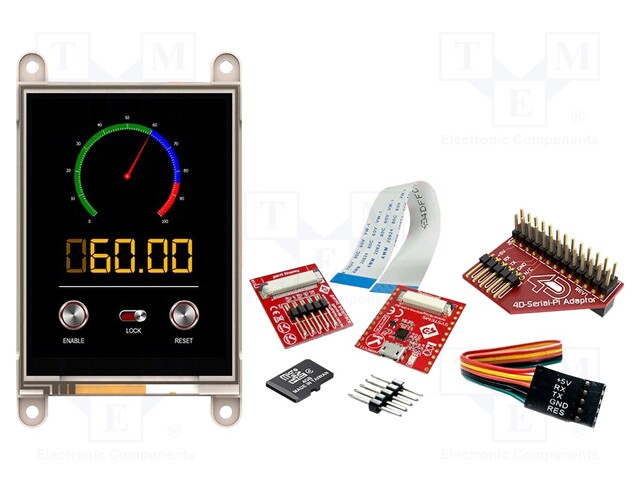 Dev.kit: with display; TFT; 3.2"; 240x320; Display: graphical; 32kB