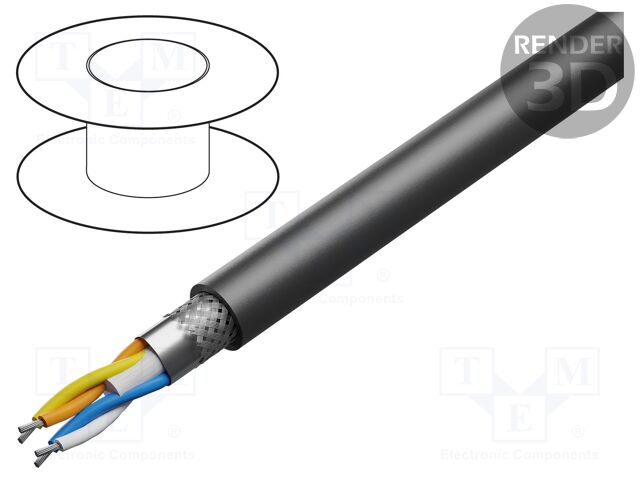 Wire; SF/UTP; 2x2x22AWG; PROFINET; 5e; stranded; Cu; LSZH; black