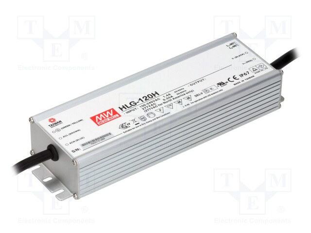 Power supply: switched-mode; LED; 120W; 12VDC; 10A; 90÷305VAC; IP67