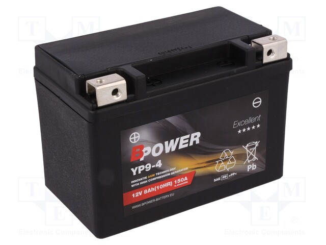 Re-battery: acid-lead; 12V; 8Ah; AGM; maintenance-free,left +