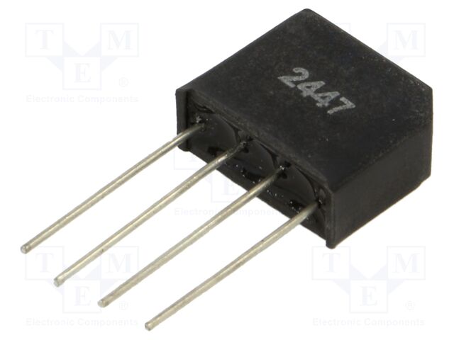 Bridge Rectifier Diode, Single Phase, 600 V, 1.9 A, Through Hole, 1.1 V, 4 Pins