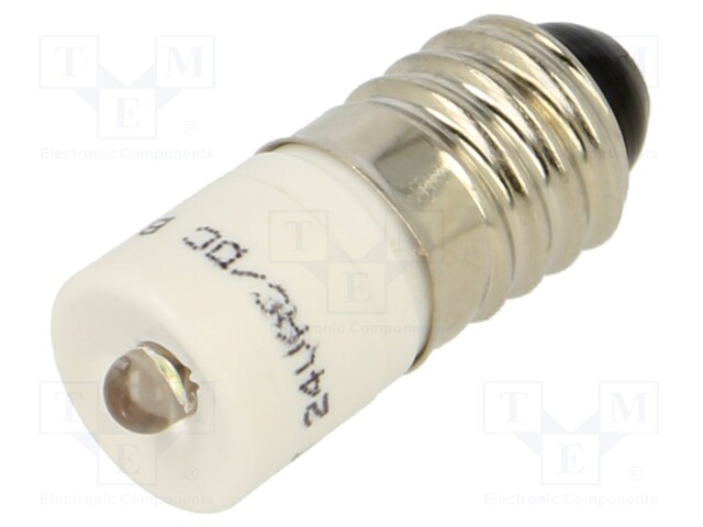 Indicator: LED; E10,T10; white; plastic; 24VAC; 24VDC; -20÷60°C; 3mm