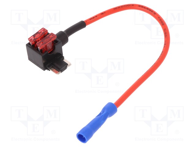 Splitter; automotive ACN; 10A; 2 mini fuses; 1mm2; Colour: red