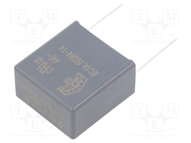 Capacitor: polypropylene; X1; 1uF; 440VAC; ±10%; THT; Pitch: 27.5mm