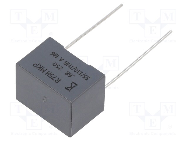 DC Film Capacitor, 0.68 µF, 250 V, Metallized PP, ± 5%, R75H Series, Radial Box