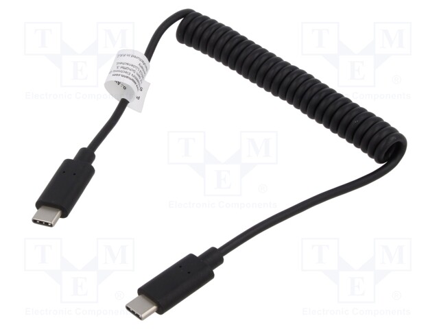 Cable; Power Delivery (PD),coiled,USB 2.0; nickel plated; black