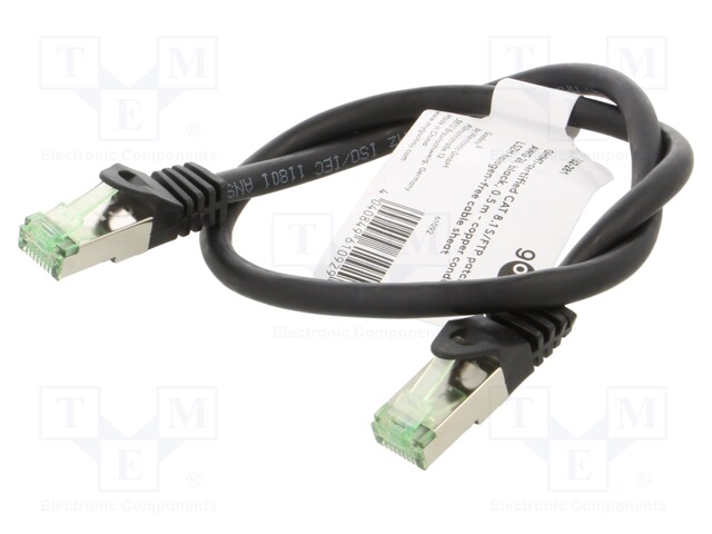 Patch cord; S/FTP; Cat 8.1; stranded; Cu; LSZH; black; 0.5m; 26AWG