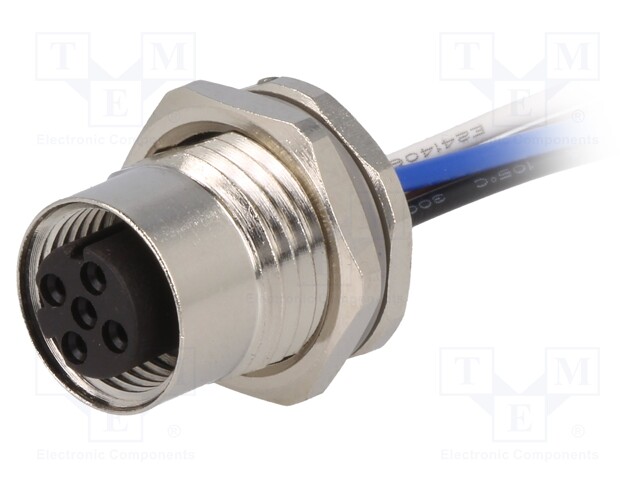 Socket; M12; PIN: 4; female; D code-Ethernet; cables; IP67; straight