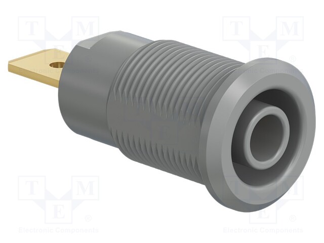 Socket; 4mm banana; 32A; 1kV; Cutout: Ø12.2mm; grey; gold-plated