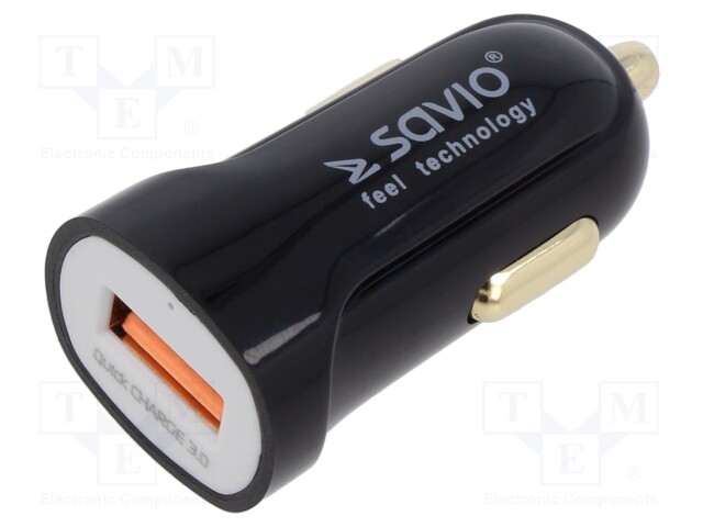 Automotive power supply; USB A socket; black; Uin: 12÷24V