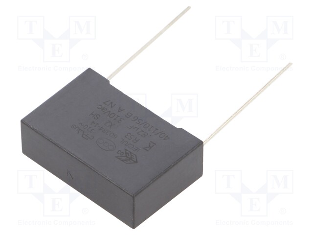 Capacitor: polypropylene; X2; 820nF; 22.5mm; ±10%; 26.5x17x8.5mm