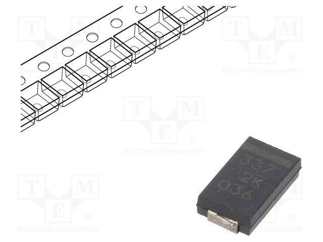 Capacitor: polymer; 330uF; 2VDC; Case: V; 2917; ESR: 9mΩ; SMD; ±20%