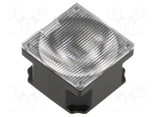 LED lens; square; Mat: polycarbonate; transparent; 11÷45°