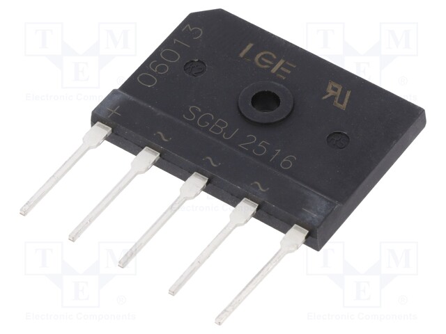 Three-phase bridge rectifier; Urmax: 1.6kV; If: 25A; Ifsm: 300A