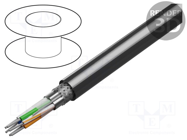 Wire; RS232,RS422; 3x2x24AWG; stranded; Cu; PVC; chrome; 30m; 300V