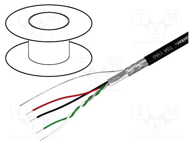 Wire; USB 2.0; 1x2x0,14mm2,1x2x0,22mm2; stranded; OFC; black; 100m