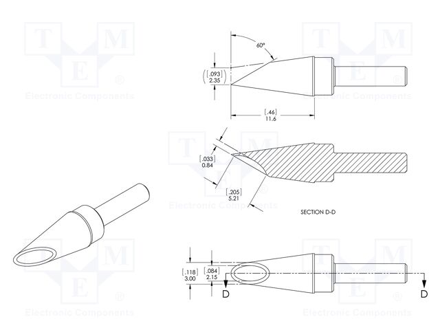 Tip; minispoon; 3mm; 366°C; for soldering station