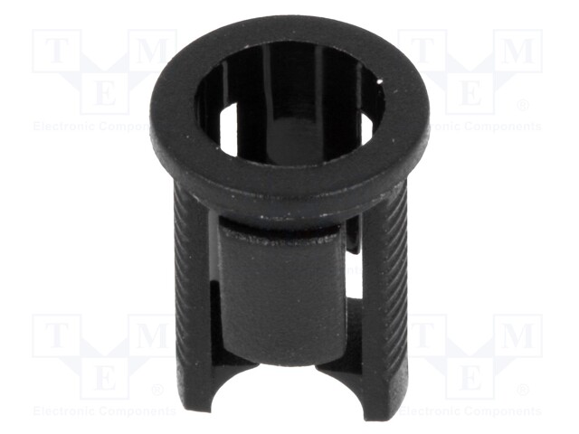 LED holder; 5mm; one-piece; black; UL94V-2; L: 9.8mm; Mat: polyamide