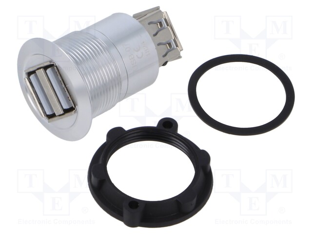 Adapter; for panel mounting,rear side nut; USB 2.0; Thread: M25