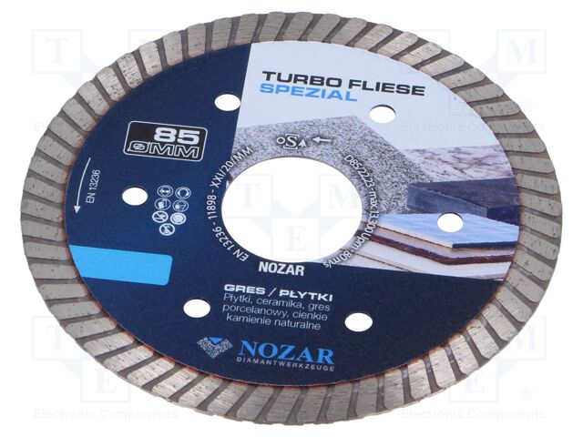 Cutting diamond wheel; Ø: 85mm; Øhole: 22.23mm