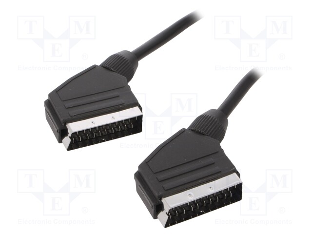 Cable; SCART plug,both sides; 1.8m; black; Øcable: 8mm