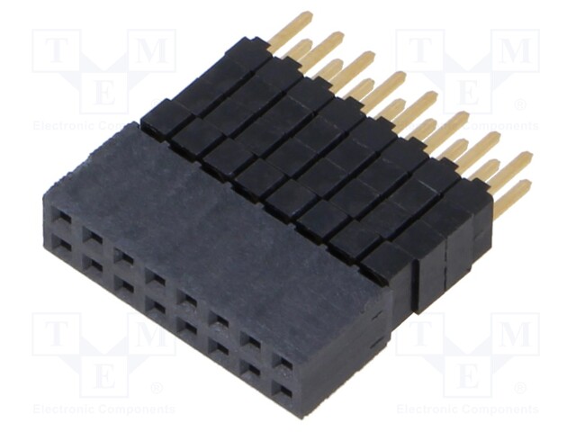 Connector: pin strips; male; PIN: 16; 2.54mm; gold-plated; THT