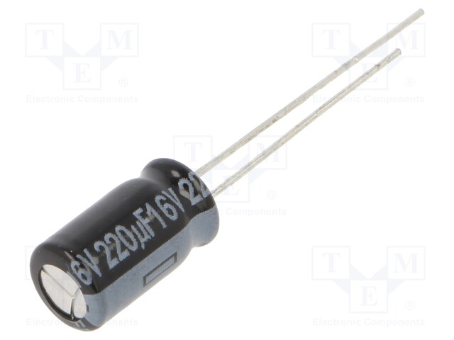 Capacitor: electrolytic; low impedance; THT; 220uF; 16VDC; ±20%