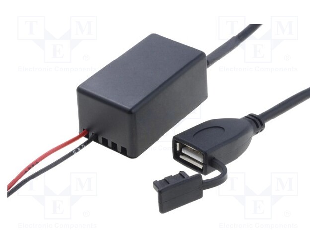 Automotive power supply; USB A socket; Sup.volt: 7÷12VDC; black