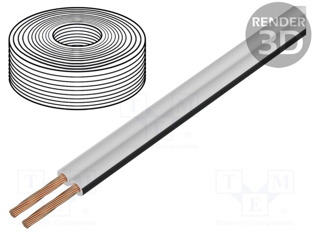 Wire: loudspeaker cable; TLYp; 2x0.75mm2; unshielded; PVC; white