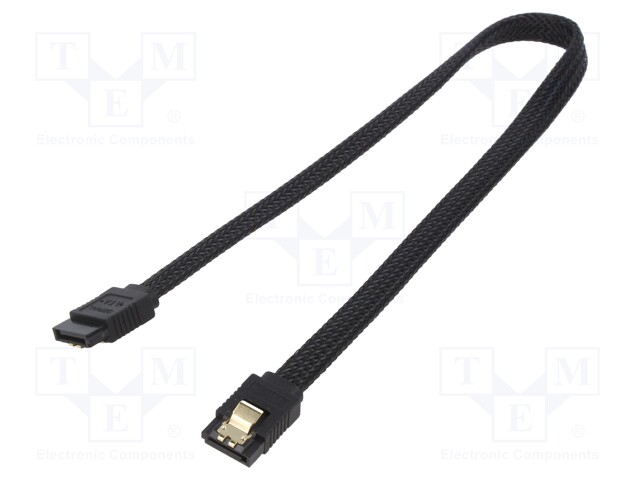Cable: SATA; SATA plug,both sides; 0.5m; SATA III; black; 6Gbps