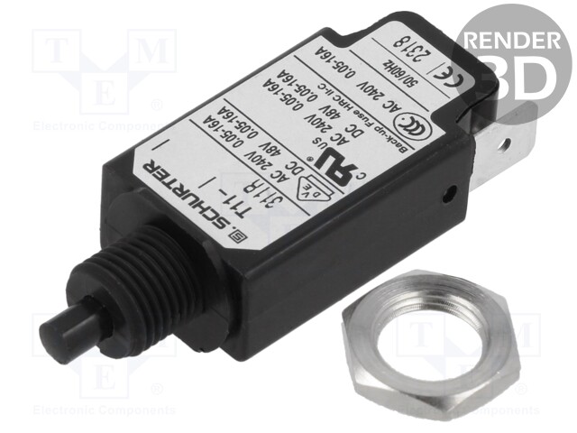 Circuit breaker; Urated: 240VAC; 48VDC; 7A; SPST; Poles: 1; screw